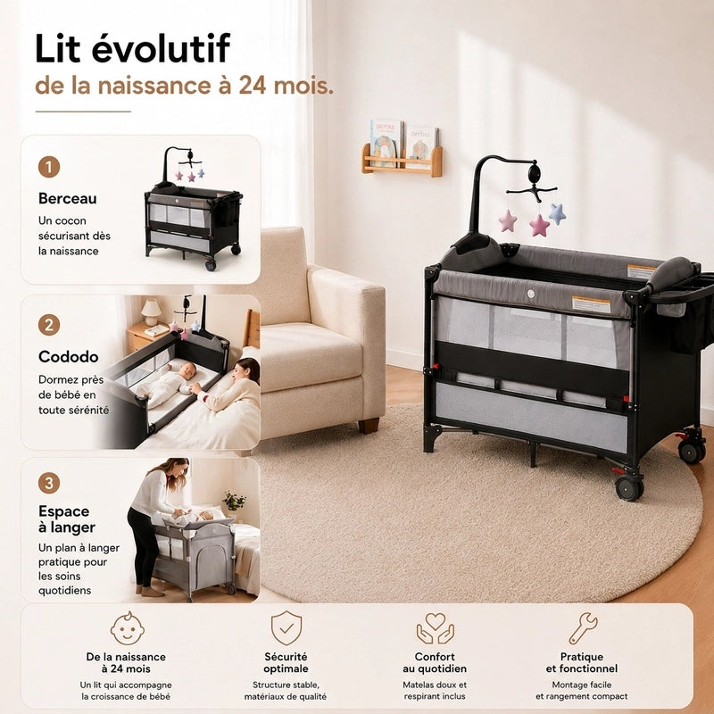 Bercododo, berceau et cododo, lit évolutif pour bébé