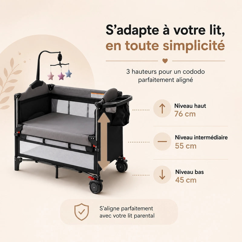 Bercododo, cododo ajustable au lit parental 
