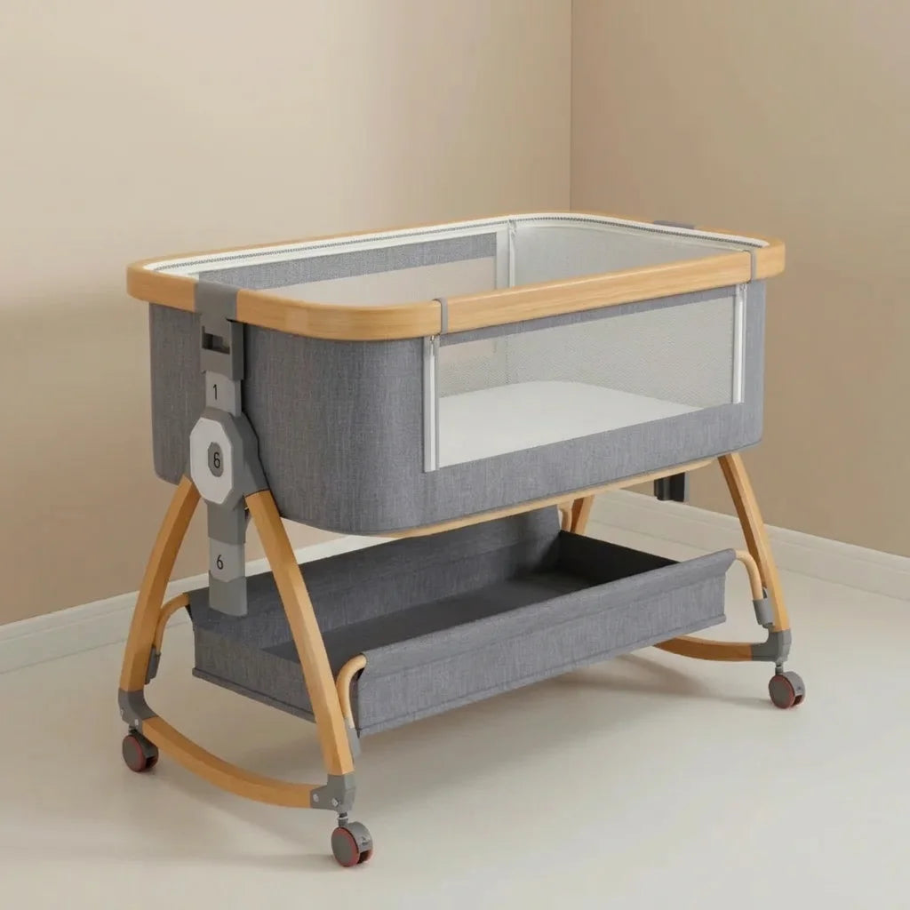 cododo bb amour evolia évolutif gris et bois avec roulettes 