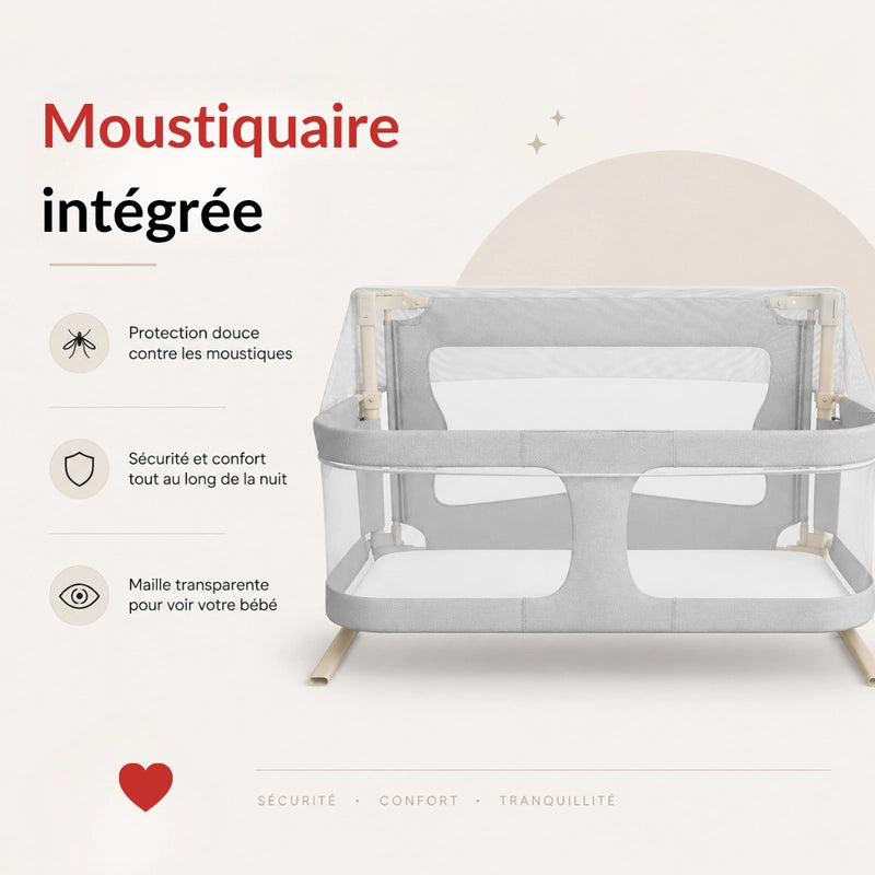 Lit de chevet cododo moustiquaire protection douce 